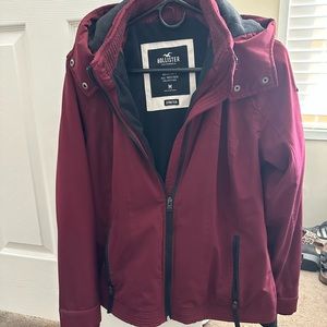 Hollister Women's Burgundy Puffer Jacket